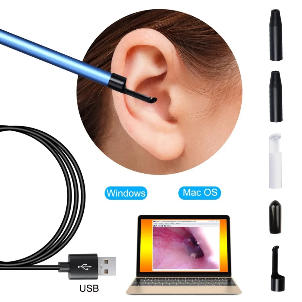 3 в 1 Профессиональная многофункциональная USB Ушная клипса для чистки ушей, визуальная Ушная ложка с мини-камерой, HD набор для удаления ушей