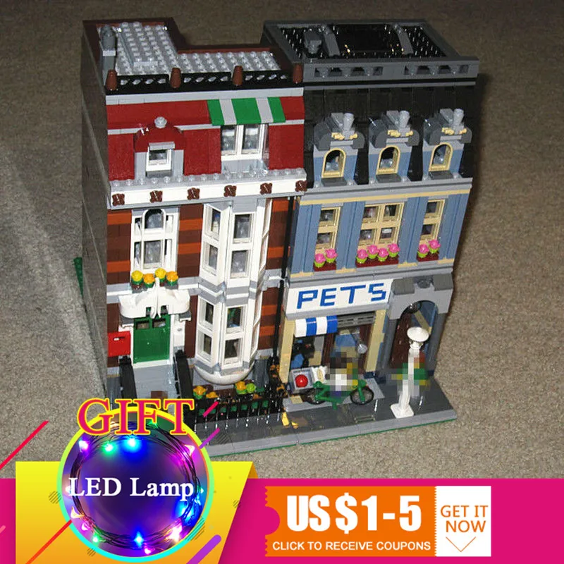

15009 2082PCS City Pet Shop Supermarket set Model City Street Building Blocks Compatible with 10218 Toys For Children lepin