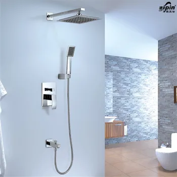 

Brass Bath Faucet Mixer In-Wall Three Functions Embedded Box Mixer Valve Shower Set with Spout Shower Head And Arm
