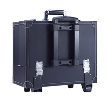 Косметичка для катания, коробка для поезда, тележка для хранения красоты, чехол с внутренним лотком, черный/розовый