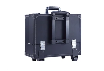 

Free Shipping Rolling Cosmetic bag Train Box Trolley Beauty Storage Case with inner Tray balck/Pink