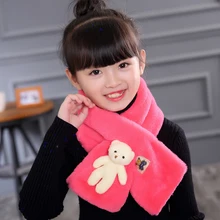 Модная красивая 80cmX13 см, кролик мех зимние шарфы для мальчиков и девочек, шейный платок милые теплые детские однотонные Цвет платок шарфы для девушек