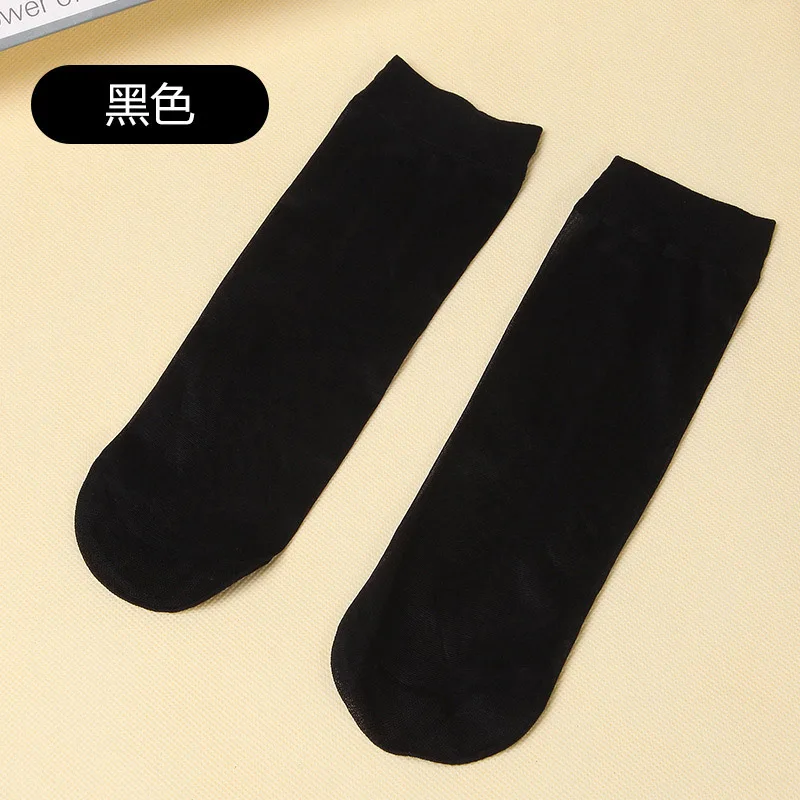 10 шт./лот, прозрачные носки дышащие женские носки в стиле хараджуку для девочек, тонкие эластичные мягкие Kawaii Skarpetki, короткие носки skarpetki - Цвет: Черный