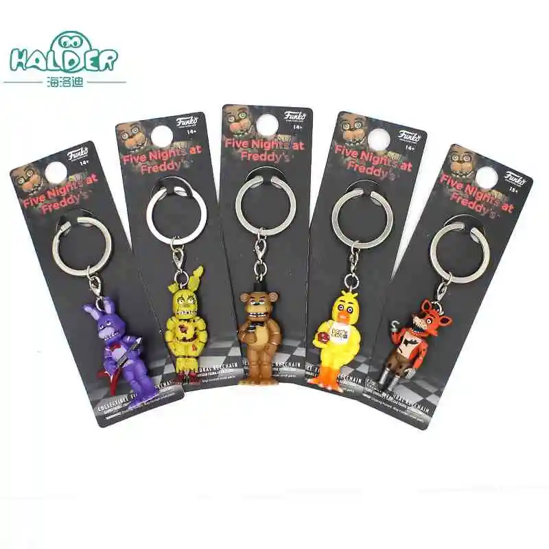 

Halder Anime Five Nights at Freddy's Keychain Cartoon Animals Doll Figures Charms Key Chains Trinkets Accessories Gadgets 5pcs