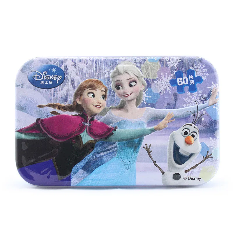 Disney Iron Box Puzzle Wooden Toys Early Learning 60 Pieces Mickey Ice Snow Princess Sophia Racing Puzzle - Цвет: 2