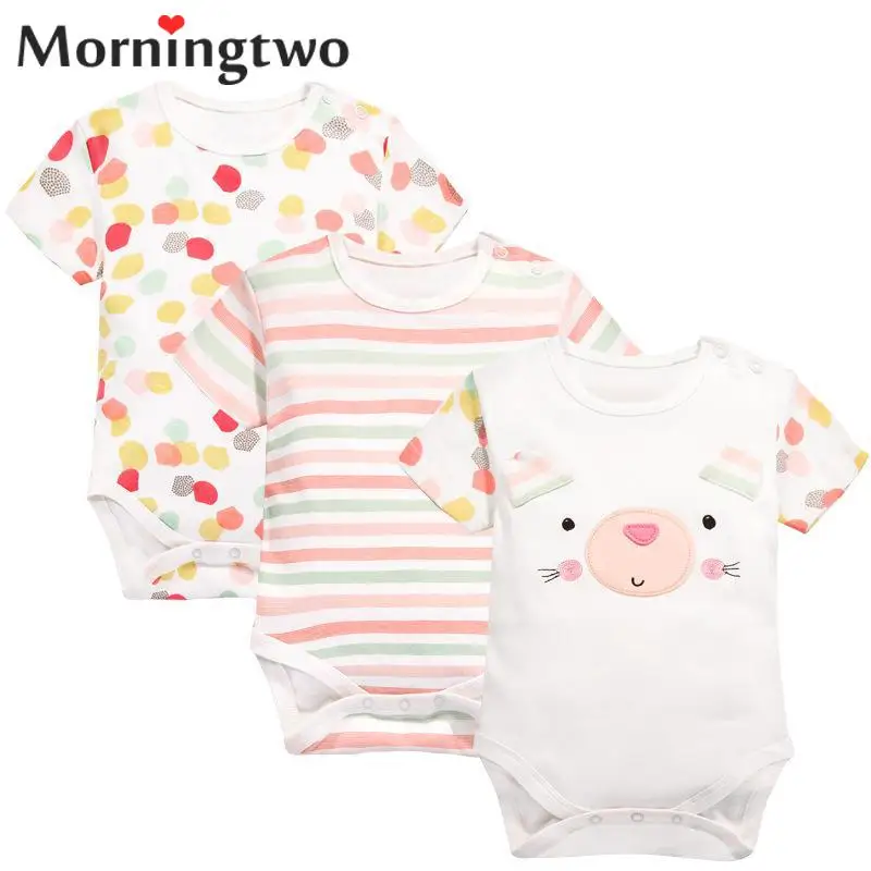 

Morningtwo 2018 3pcs New Baby Girl Clothes Short Sleeve Body Clothes For Newborns Cute Overalls Soft Baby Rompers For Bebes