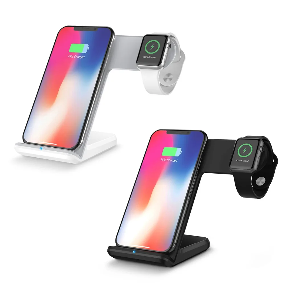

Qi Wireless Charger For Apple Watch iwatch 2 3 Fast Charger for Samsung S8 S9 2 In 1 Fast Wireless Charger Dock for iphone X 8
