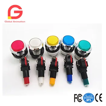 

12 Pcs Of Silver Plated Lighted Button Illuminated Push Button With Microswitch For Arcade Game Machine, 5 Colors For Choosing