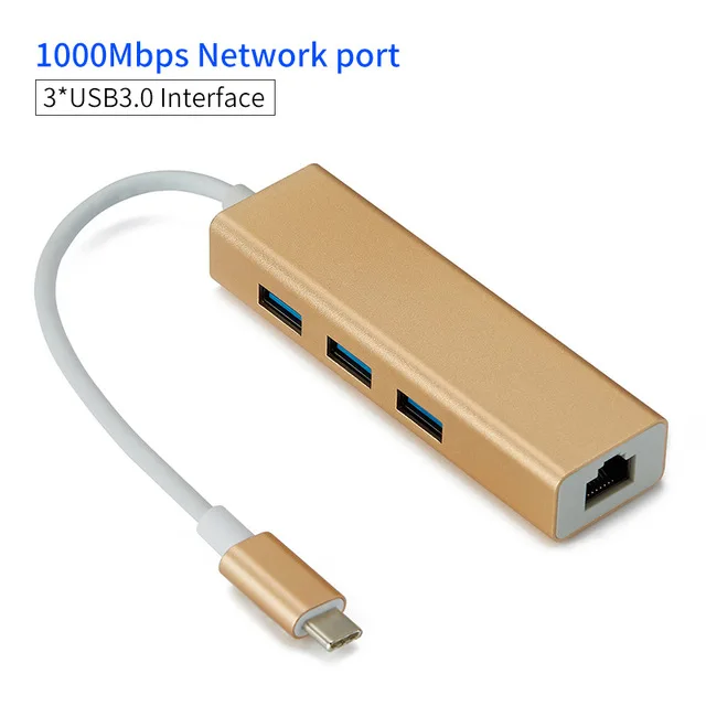 3 порта usb-хаб 3,0 type C для Ethernet LAN RJ45 адаптер проводной сетевой карты конвертер кабель высокоскоростной передачи данных для Macbook