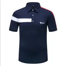 Мужская футболка для гольфа на пуговицах с коротким рукавом, летняя дышащая быстросохнущая спортивная одежда, топы, спортивные рубашки для гольфа с защитой от пота