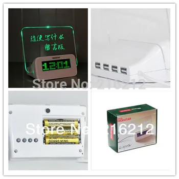 

Quieten lounged multifunctional luminous neon message board clock electronic clock projection alarm