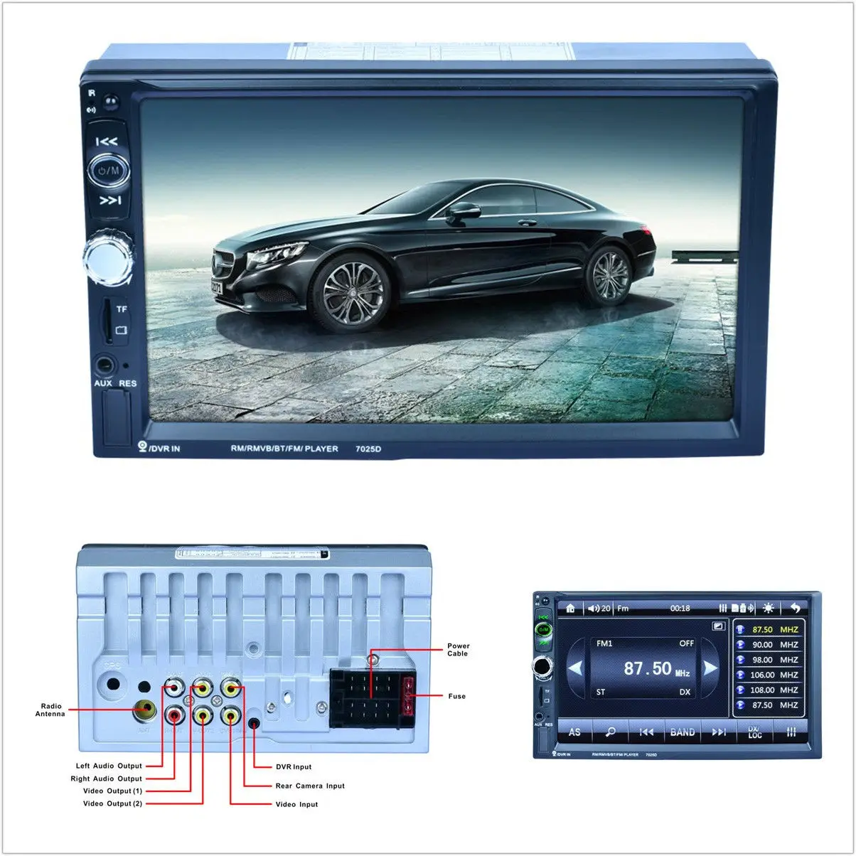 GUBANG 7 дюймов HD Автомобильный MP5 плеер Радио цифровой сенсорный экран Bluetooth Handsfree