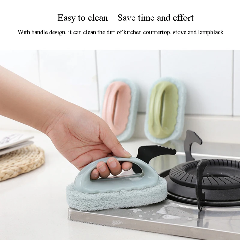 BEEMSK 1pcs with handle bath brush tile brush kitchen decontamination brush magic pot sponge cleaning brush