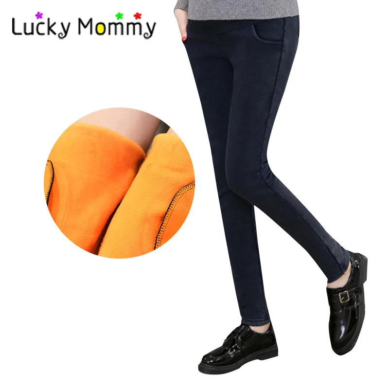 Winter Warm Thick Maternity Jeans Plus Velvet Maternity Clothes Autumn Pregnancy Clothing for
