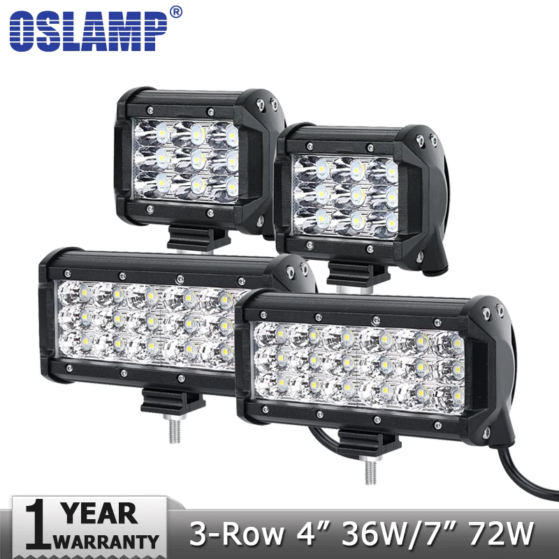Oslamp 4 &quot36 Вт 7&quot 72 3 рядный прожектор/точечный светодиодный рабочий светильник
