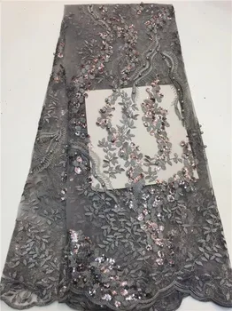 

African Lace Fabric 2019 High Quality 5yards Lace Tulle Lace Fabric African French Net Lace Fabric For Eveing Dress(ZX-4-19