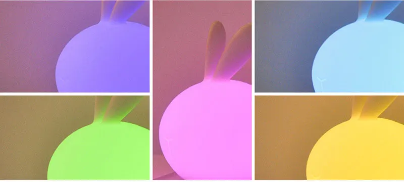 Colorful Rabbit Bunny Night Light Rechargeable Silicone Kid Cute Toys Gift Bedside Table Decoration Night Lamp Atmosphere Lamp (15)