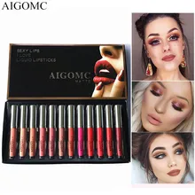 Aigomc 12 шт./компл. Матовая жидкая губная помада матовая стойкая Водонепроницаемый блеск для губ пикантные 12 Цветов, Макияж для губ, губная помада