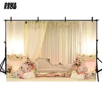 

DAWNKNOW White Curtain Vinyl Photography Background Sofa Polyester Backdrops For Wedding Photo Studio Props G221
