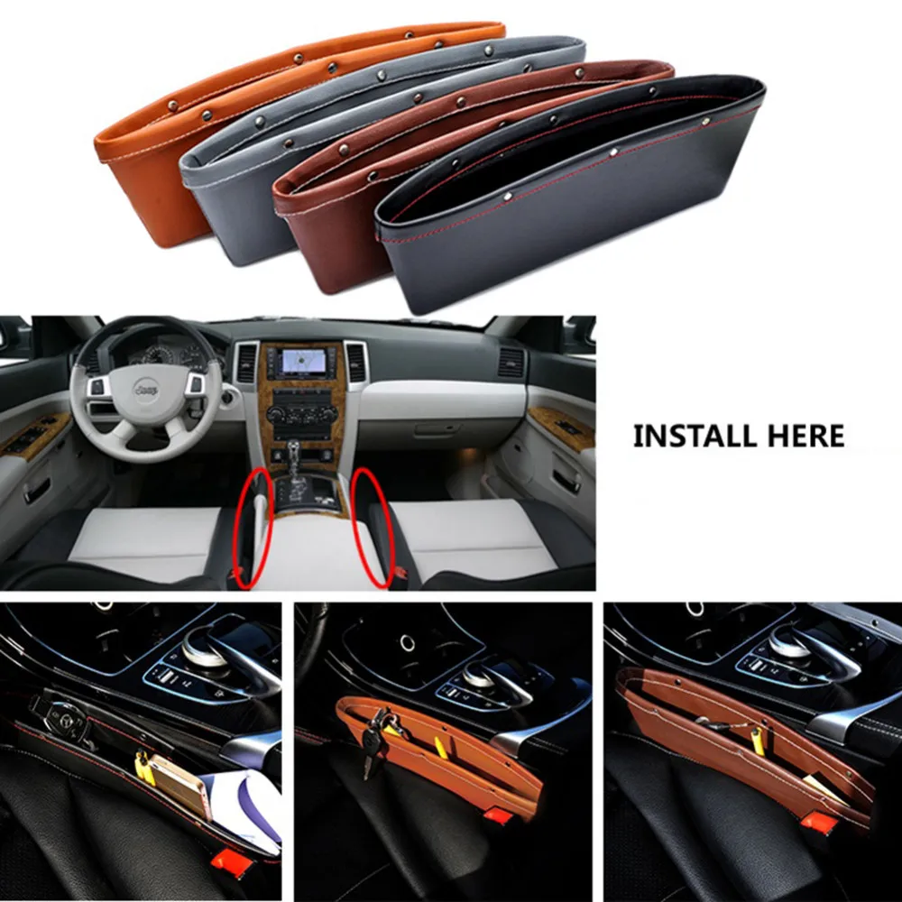 AutoFurnish Car Seat Side Gap Pocket Catcher Storage Bag Box Set of 2 AutoFurnish Car Seat Side Gap Pocket Catcher Storage Bag Box Set of 2