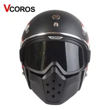 VCOROS gafas vintage desmontables y filtro bucal para cascos de motocicleta de cara semiabiertas Retro gafas para juegos de disfraces protección facial