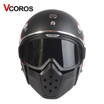 

VCOROS vintage Detachable Goggles And Mouth Filter for Retro Half Open Face Motorcycle Helmets cosplay goggles glasses