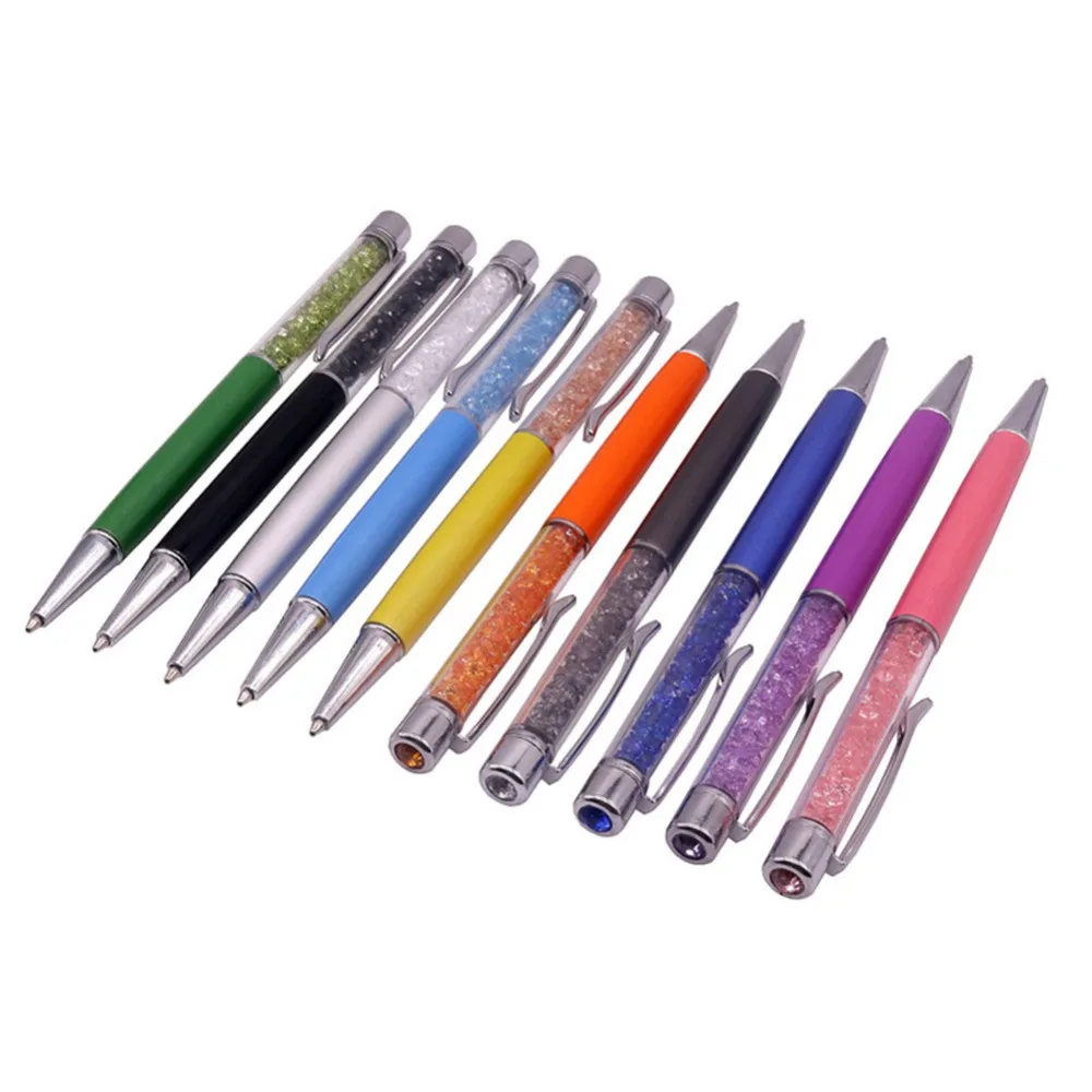 

100 pcs Metal Crystal Ballpoint Pen Tip 0.7MM Blue Refill Pen Length 145MM Gift Pen Ten Color Pen Rod Optional School Supplies