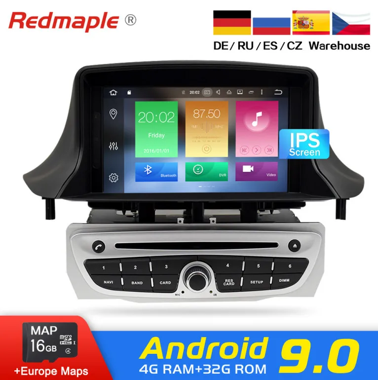 Ips Экран Android 9,0 Автомобиль Радио DVD плеер Мультимедиа Стерео для Renault Megane 3 Fluence 2009- WI-FI видео gps навигации - Цвет: Android 9.0