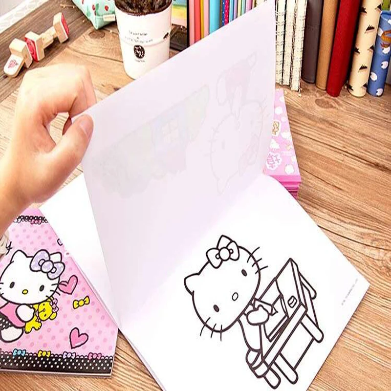 Прекрасный рисунок hello kitty, бумага для рисования детей, принадлежности для раскрашивания, офисные школьные принадлежности, подарочное изображение граффити, книга