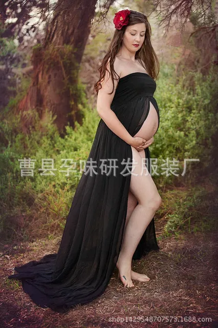 Chiffon Split Front Maternity Dress