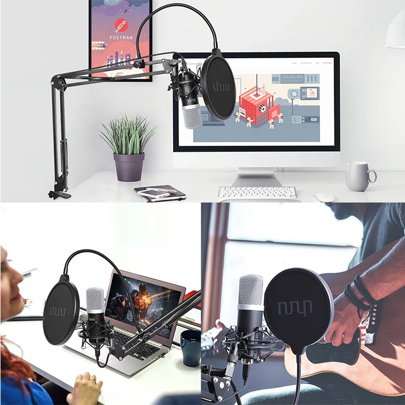  UHURU USB Podcast Condenser Microphone 192kHZ/24bit Professional PC Streaming Cardioid Microphone K