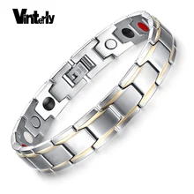 Vinterly Для мужчин ручная цепь золото-цвет браслет Healing Energy Нержавеющая сталь германий магнитный Браслеты браслет для Для мужчин ювелирные изделия