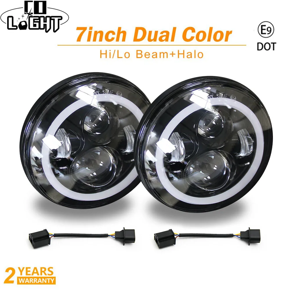 

CO LIGHT 7" LED Headlight 50W 30W Amber White Angle Eyes DRL Led 12V Hi/Lo for Jeep Wrangler JK TJ LJ for Land Rover 4x4 Lada