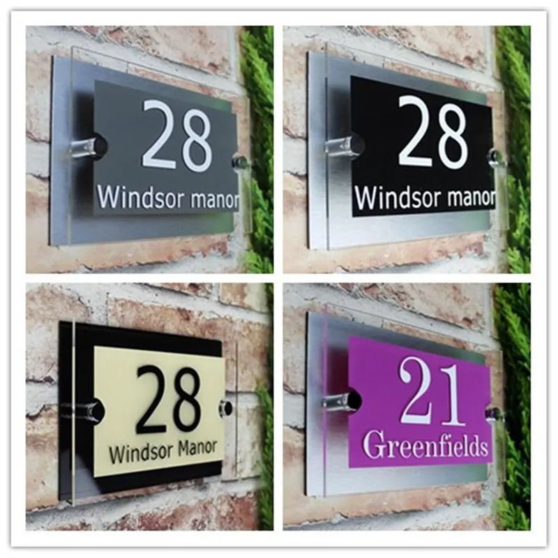 

Customized Transparent Acrylic House Number Plaques Sign Plates House Signs with Vinyl Films and Aluminum Plastic Backing Panels