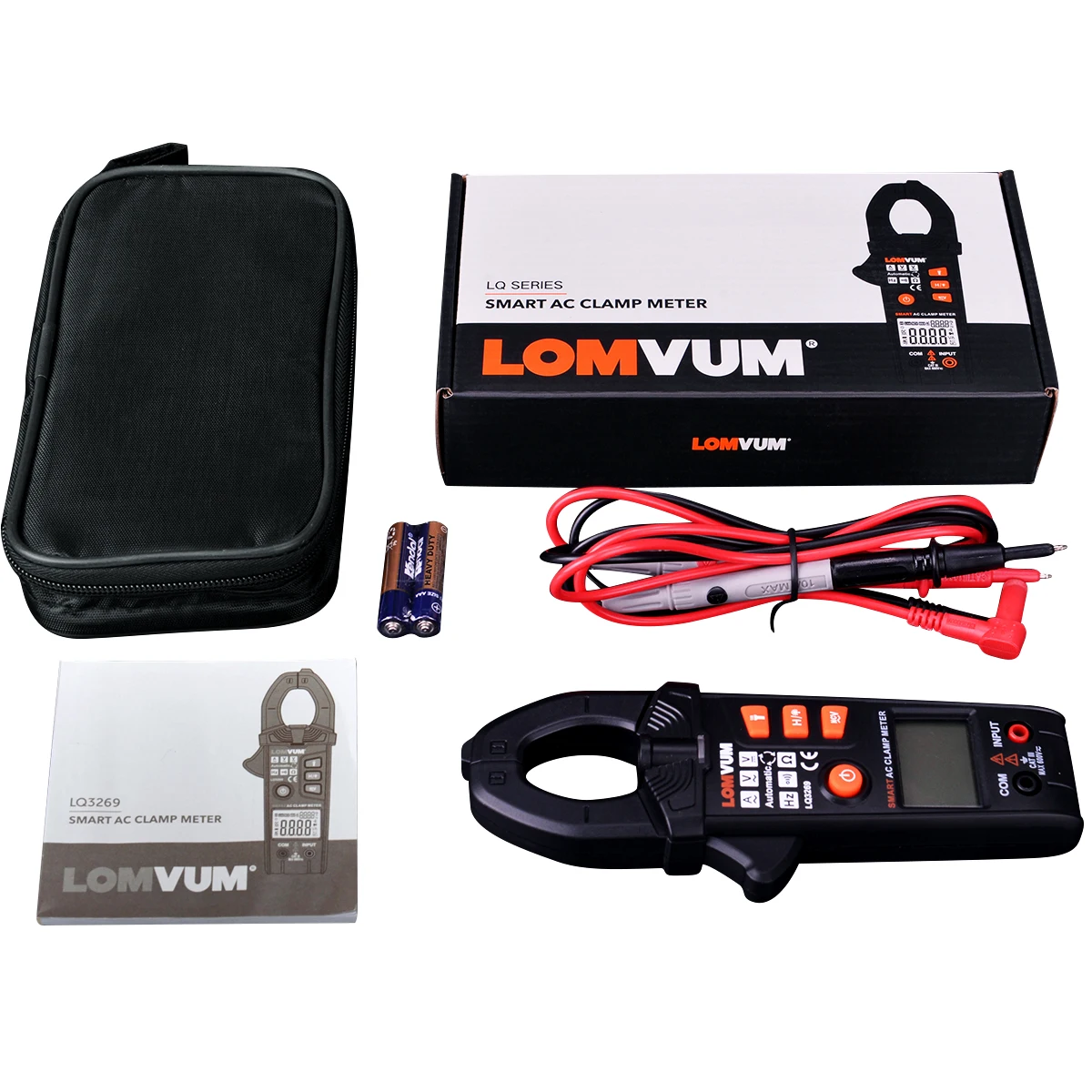 LOMVUM Smart Clamp Meter Digital Non-Contact 6000 600A AC DC Current Voltage Ture Rms NCV Multimeter Frequency LED FlashLight images - 6