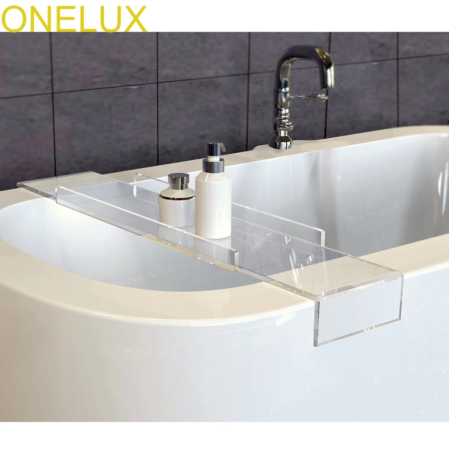 US $235.00 2PCSLOT Durable Thick Clear Acrylic Bathtub Tray CaddyLucite Storage Bath Rack 2 Size Options