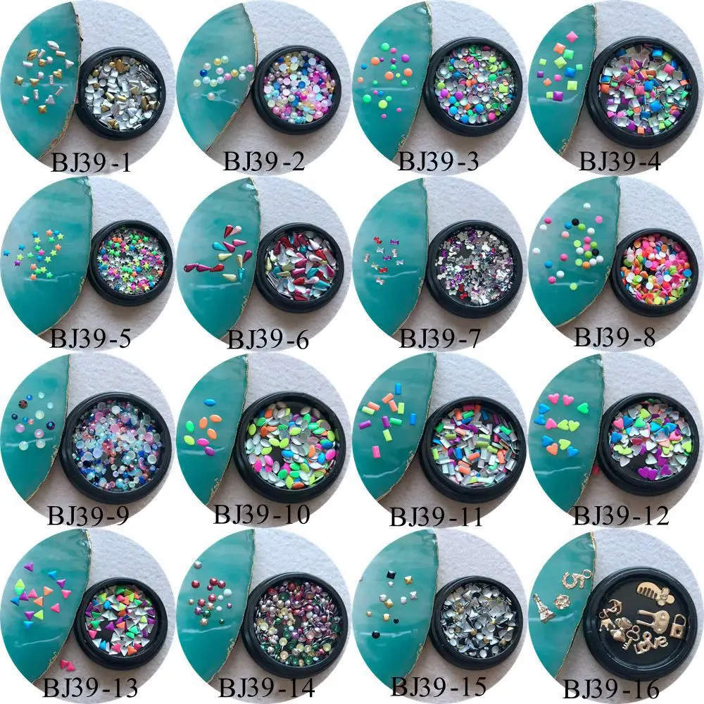 1Jar Nail Art Mix Deco in Jars Metal Stud Pearls Different stud mix BJ39-1-16 | Красота и здоровье