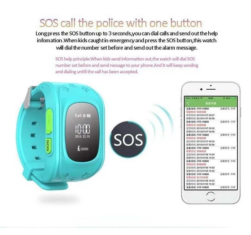 Spy GSM Smart Phone Watch Children Kid Wristwatch Q50 GPS Locator Tracker Bracelet Child Anti-Lost Smartwatch For Apple Android