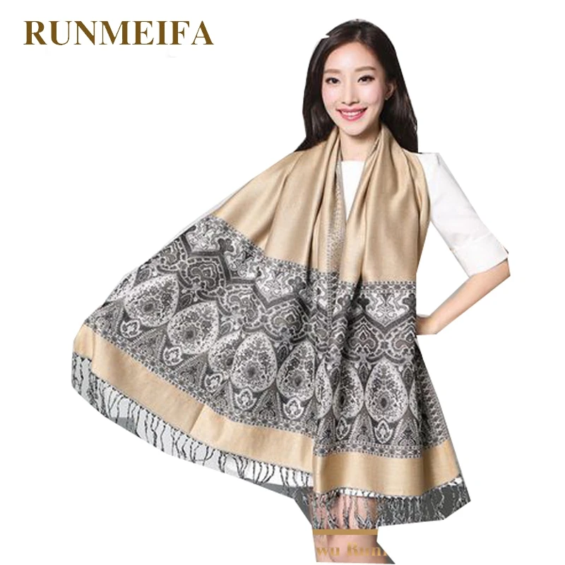 Двусторонняя Женская шаль RUNMEIFA с рисунком Пейсли модная женская запахом