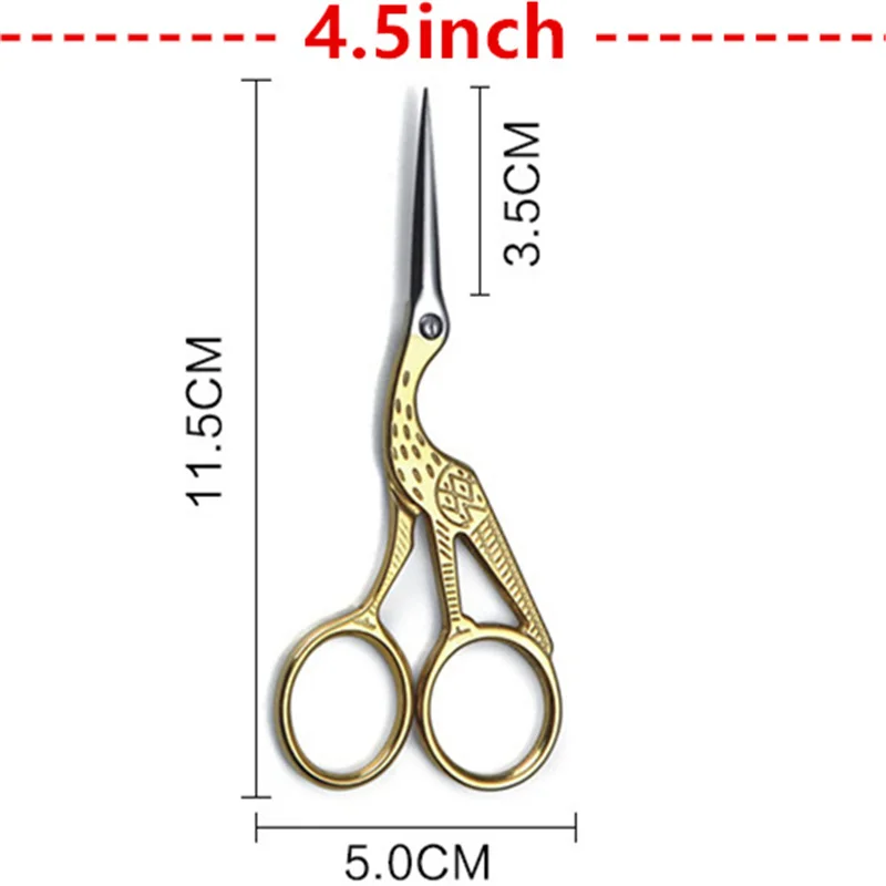 3," 4,5" кран крестиком ретро классический, винтажный, старинный Вышивка Швейные портновские ножницы из нержавеющей стали ткань для рукоделия - Цвет: 4.5 inch Gold