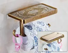 Бесплатная доставка старинной резьбой рулона туалетной бумаги стойки с телефона полки настенные ванная держатель бумаги и крючок для ванной части