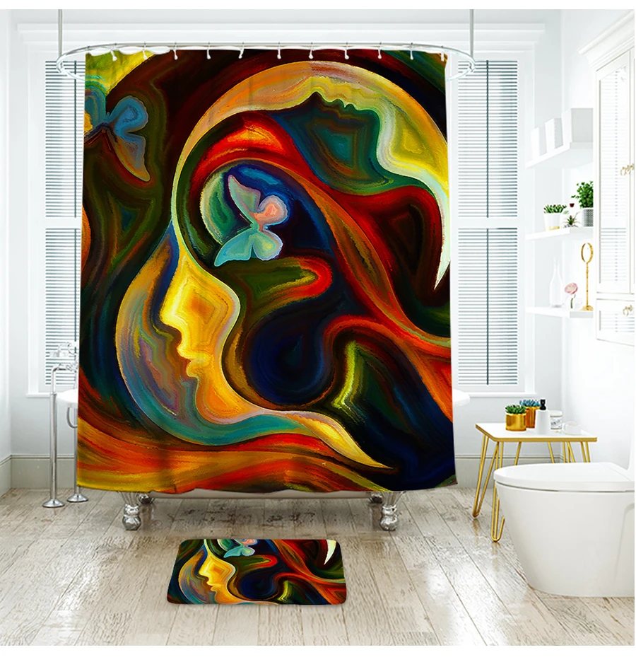 IBANO Абстрактная живопись занавеска для душа Водонепроницаемый полиэстер ткань для ванной занавеска для украшения ванной комнаты с 12 крючками