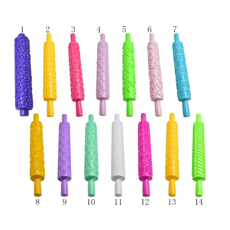 

Urijk Pastic Non-Stick Fondant Rolling Pin Embossing Cake Dough Roller Decorating Cake Roller Crafts DIY Baking Kitchen Tools