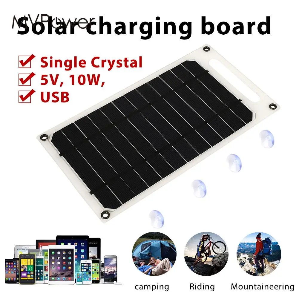 

Durable Solar Generator Solar Panel Solar Charger Panel Camping Phone Charger Climbing USB Port 5V 10W Monocrystalline Silicon
