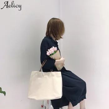 

Aelicy ladies Handbag Simple Canvas Women Shoulder Bags Large Capacity girl Bucket bag torebki damskie 2020 new dropshipping HOT
