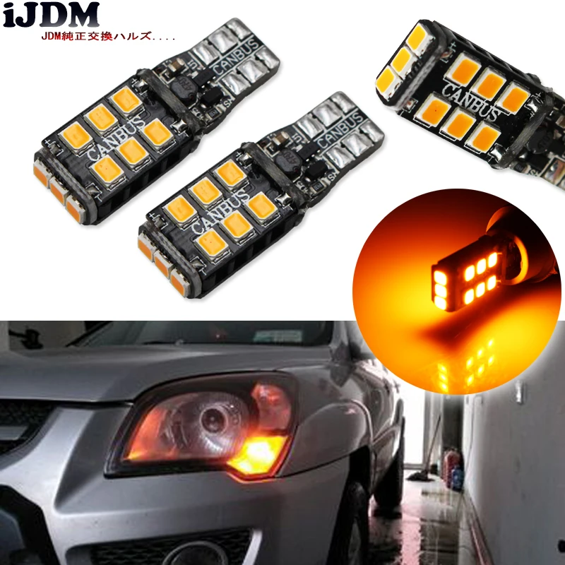 Yorkim 194 Led Bulb Amber Canbus Error Free 3-SMD 2835 Chipsets T10 Amber Interior Led For Dome Map Door Courtesy License Plate Trunk lights with 194 168 W5W 2825 Socket Pack of 10 