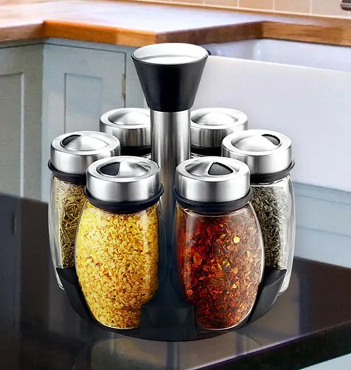 kitchen tools 360 degree rotation cruet,glass seasoning bottles