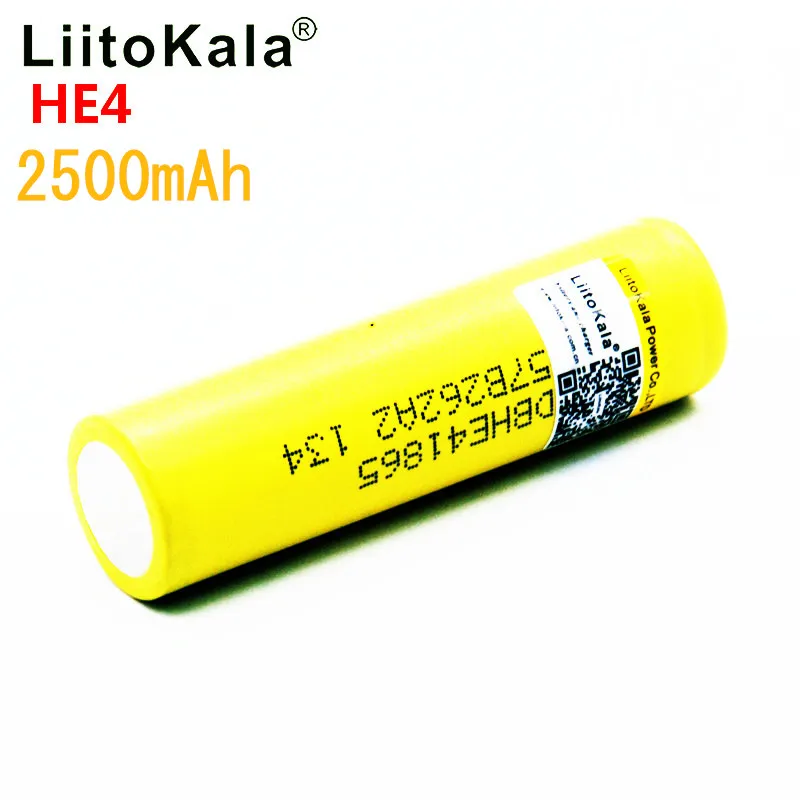 LiitoKala для HE4 2500 mAh литий-ионный аккумулятор 18650 перезаряжаемый аккумулятор 3,7 V Максимальная мощность 20A, 35A загрузка для электронной сигареты