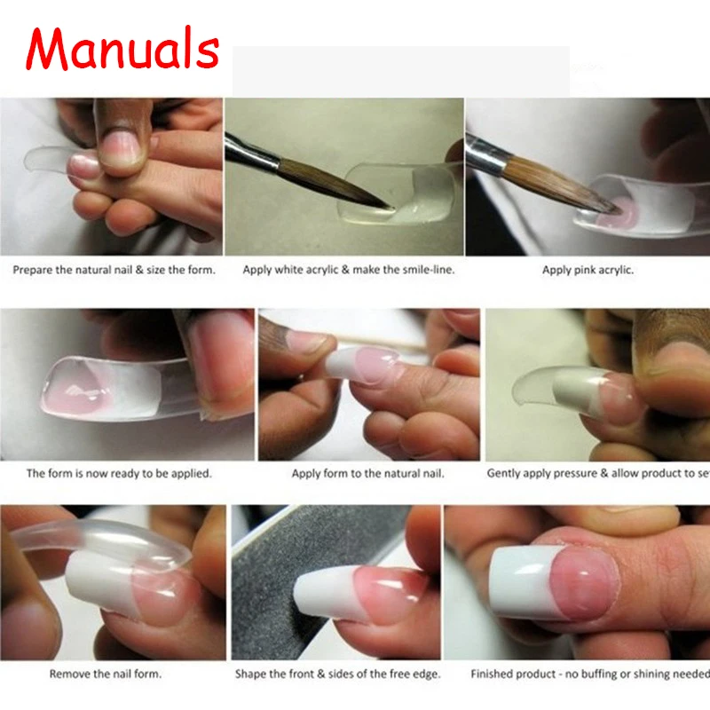 100pcs/box Professional Dual forms System Acrylic powder liquid UV gel ABS material nail powder,nail acrylic liquid,acrylic nail powder