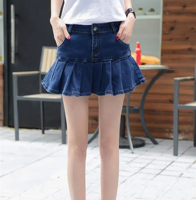 Summer new arrival denim ruffle font b skirt b font female elastic slim plus size ruffle